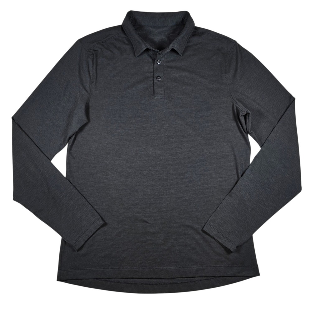 Lululemon Black Evolution L/S Lightweight Golf Polo Shirt Men's Sz M NO SIZE TAG